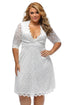Womens Scalloped Trim White Plus Size Lace Dress
